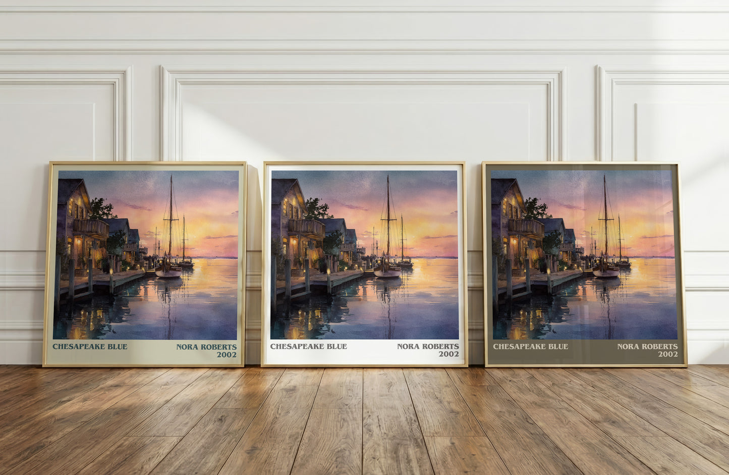 Chesapeake Blue literary print framed by window – literary home decor