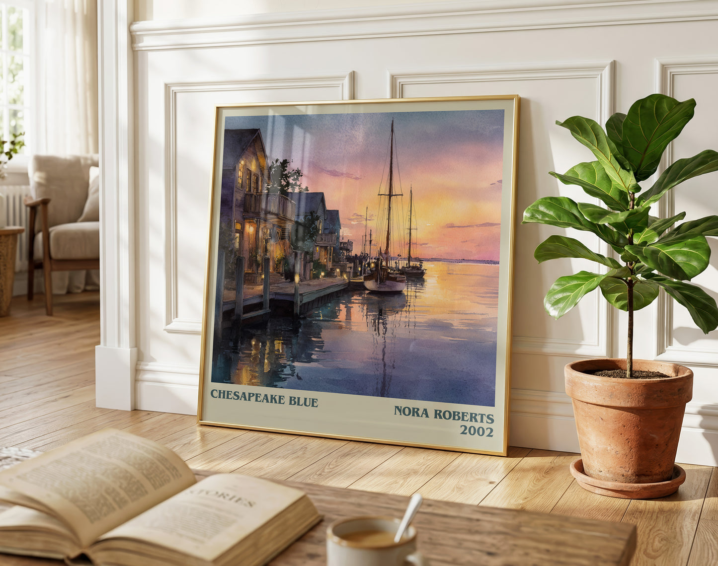 Chesapeake Blue literary poster paired in gallery wall – literary art prints