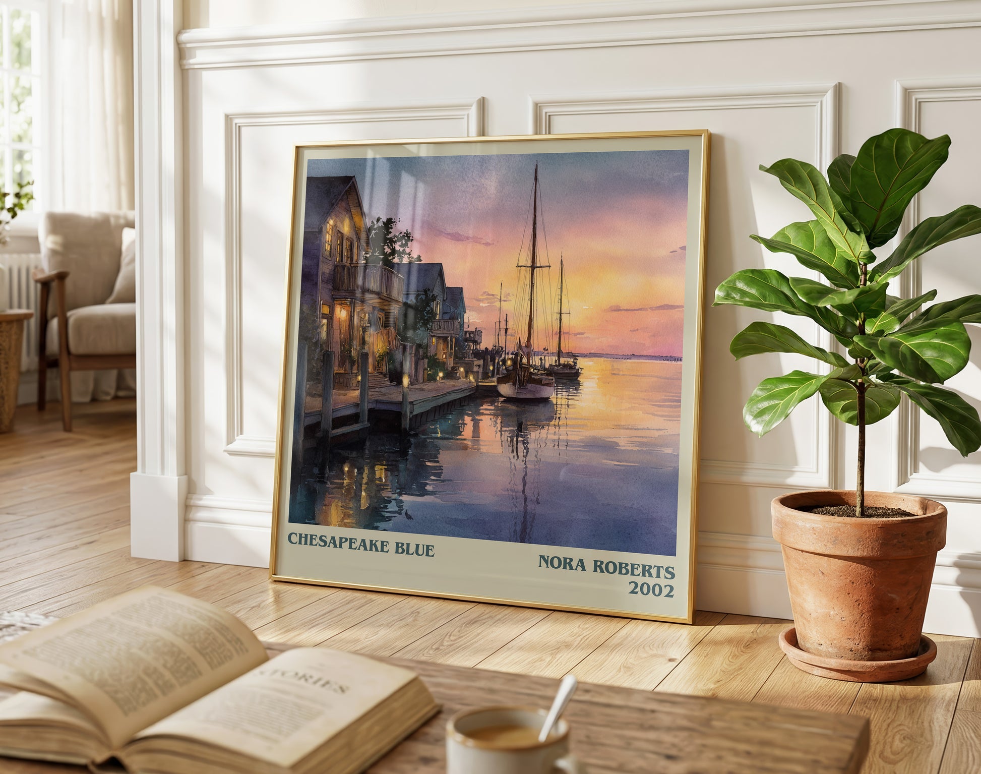 Chesapeake Blue literary poster paired in gallery wall – literary art prints