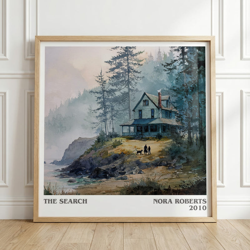 The Search literary print in frame leaning in hallway – romance wall art