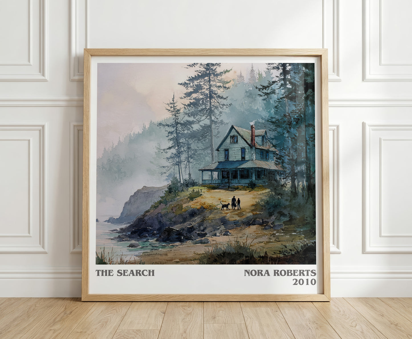 The Search literary print in frame leaning in hallway – romance wall art