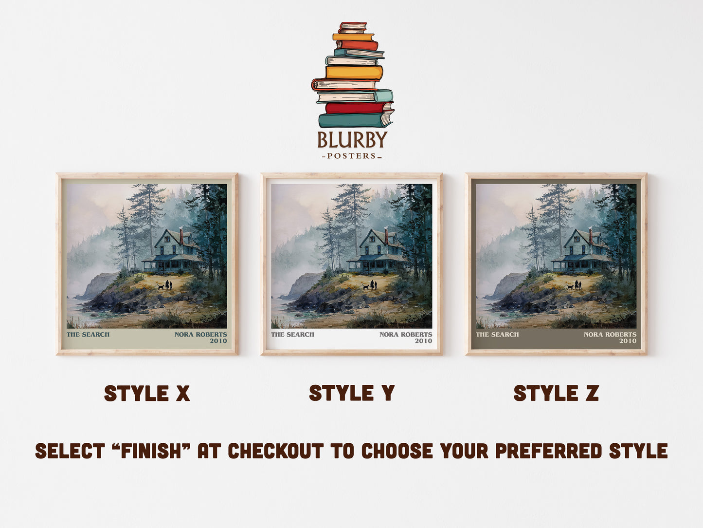 The Search literary art print colour and style options – Nora Roberts book art