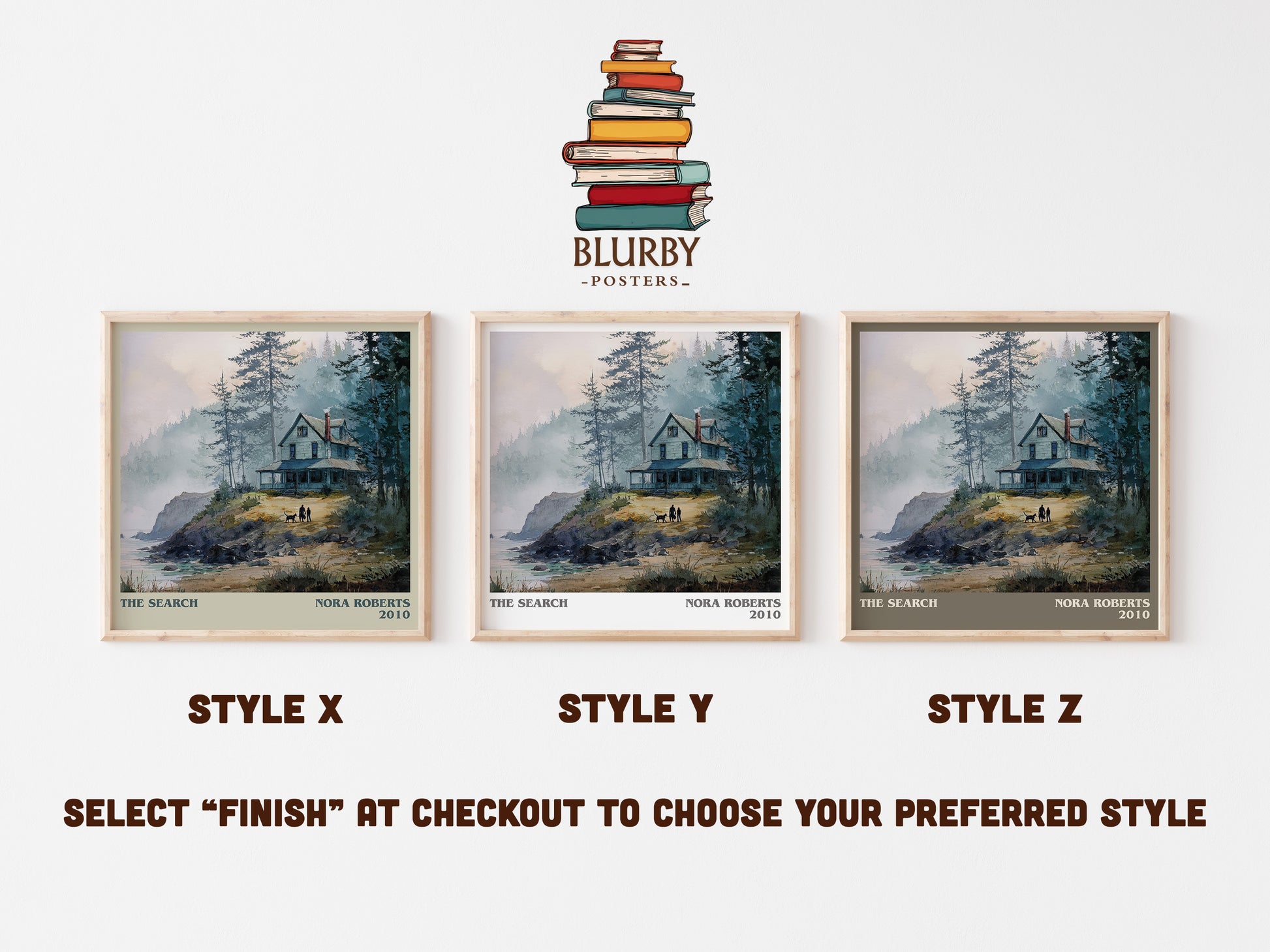 The Search literary art print colour and style options – Nora Roberts book art
