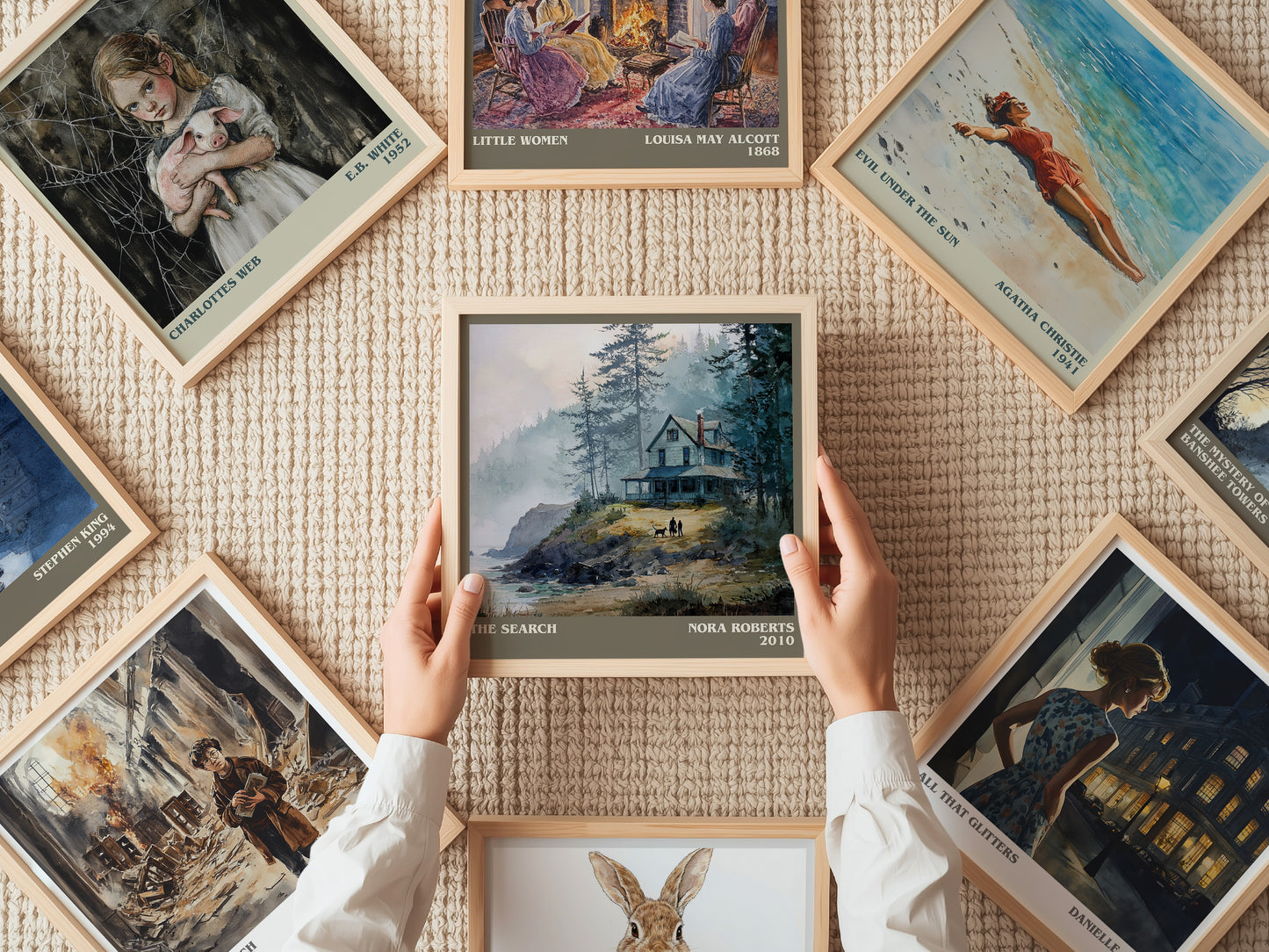The Search literary print on bookshelf – Nora Roberts fan gift
