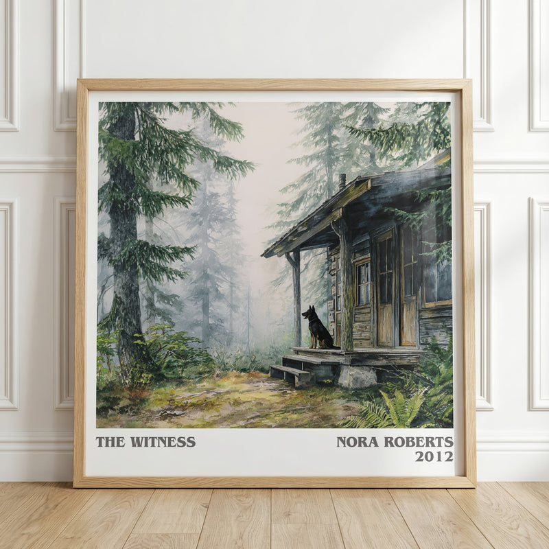 The Witness literary print in frame leaning in hallway – romance wall art