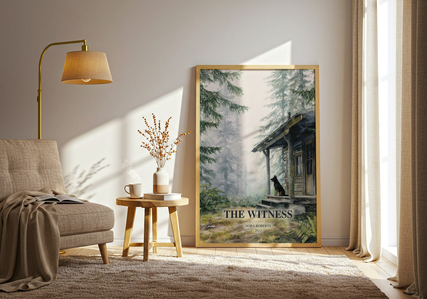 The Witness watercolour print in frame leaning in hallway – romance wall art