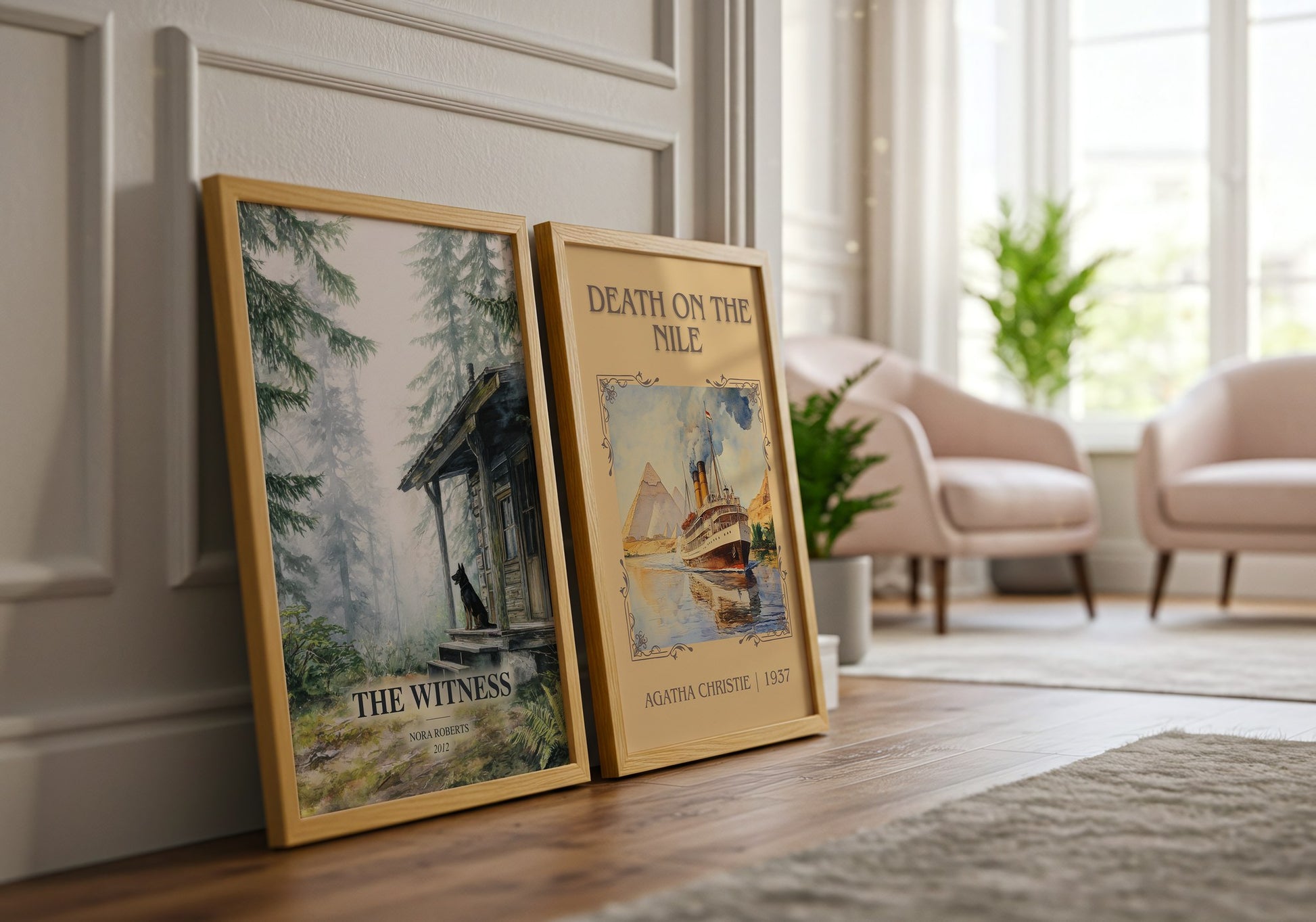 The Witness watercolour print framed by window – literary home decor