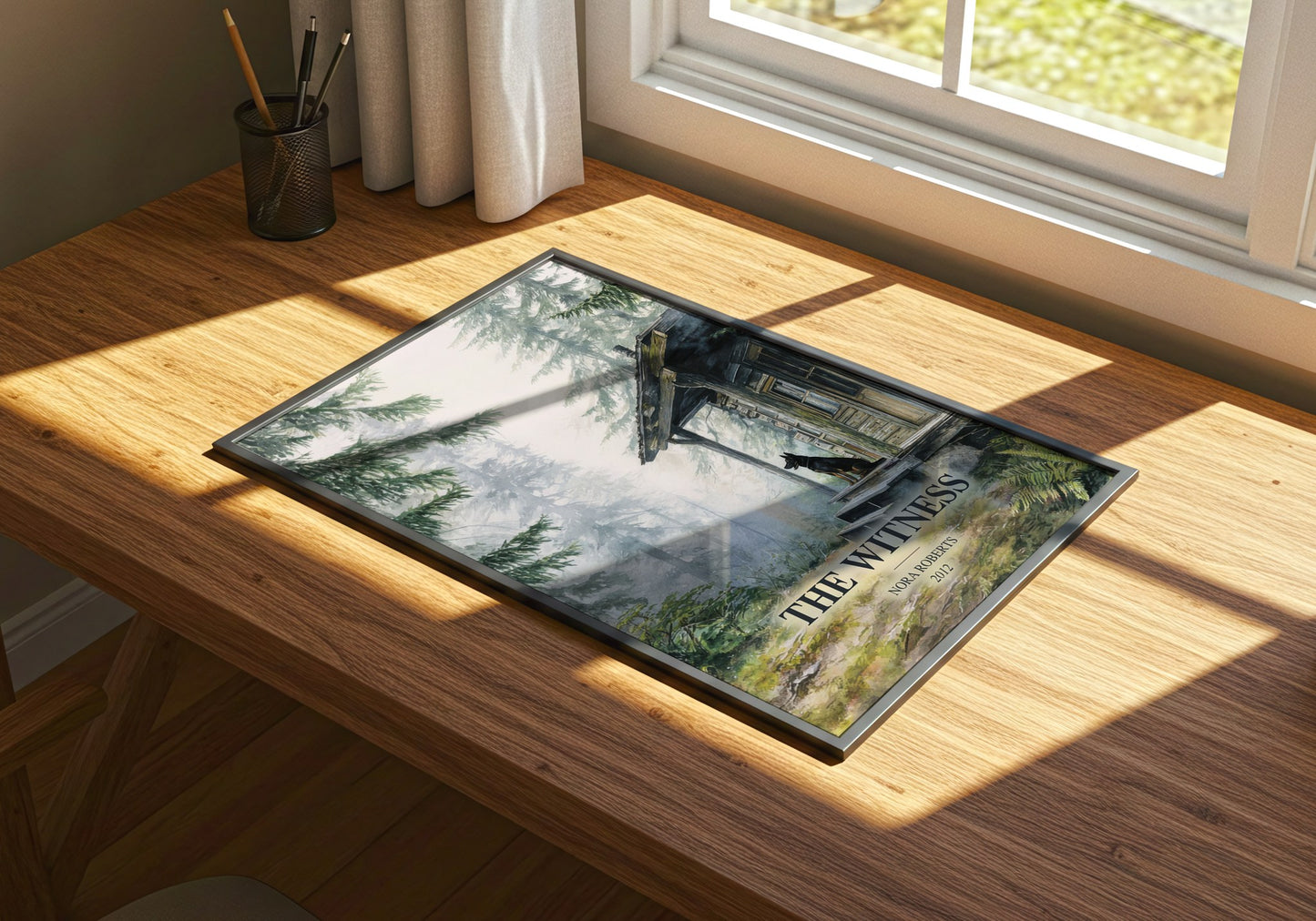 The Witness watercolour book poster framed on wall – romance wall art