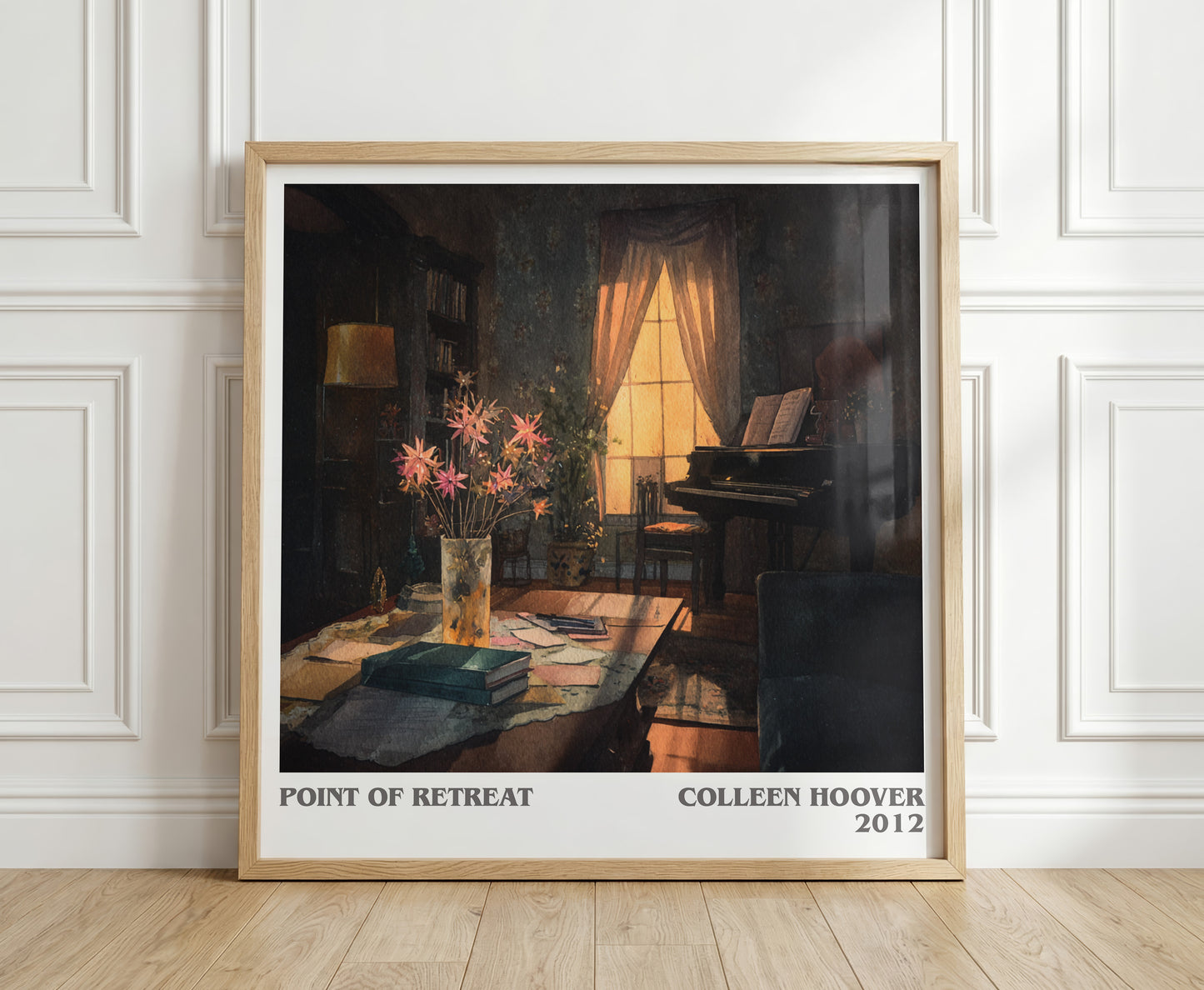 Point Of Retreat literary print in frame leaning in hallway – romance wall art
