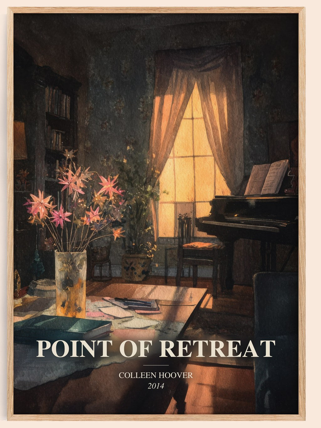 Point Of Retreat watercolour book poster by Colleen Hoover – framed literary art print