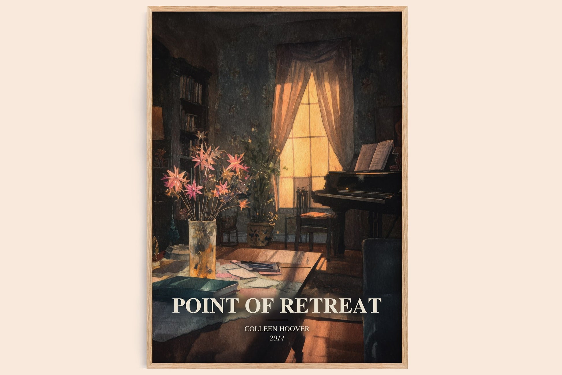 Point Of Retreat watercolour book poster by Colleen Hoover – framed literary art print