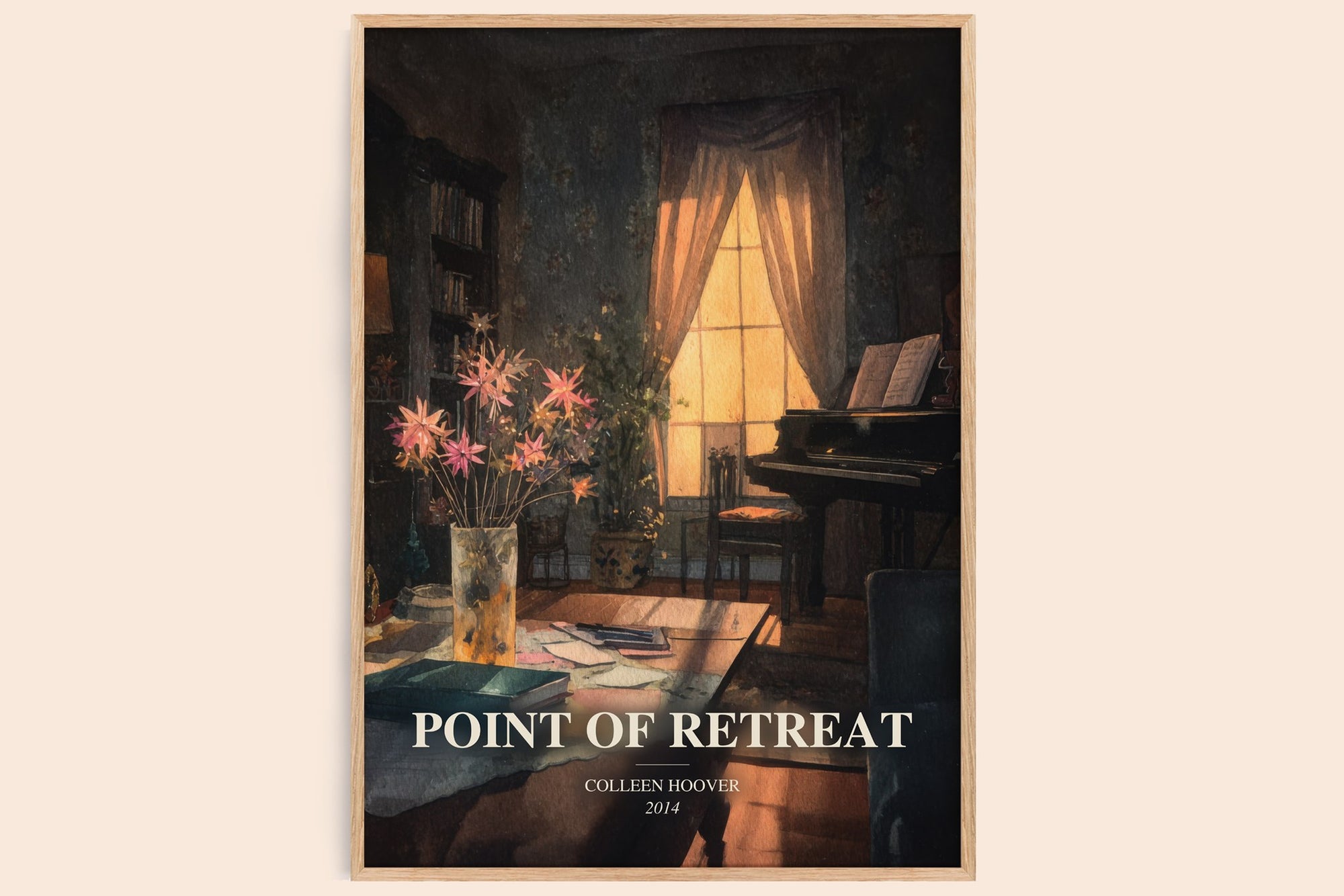 Point Of Retreat watercolour book poster by Colleen Hoover – framed literary art print