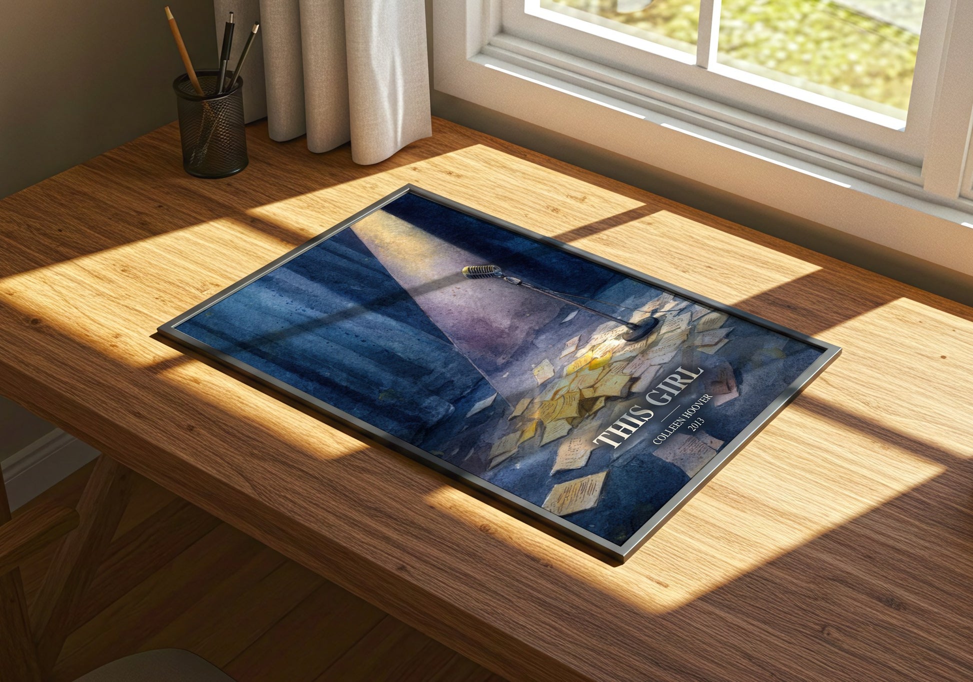 This Girl watercolour book poster framed on wall – contemporary fiction wall art