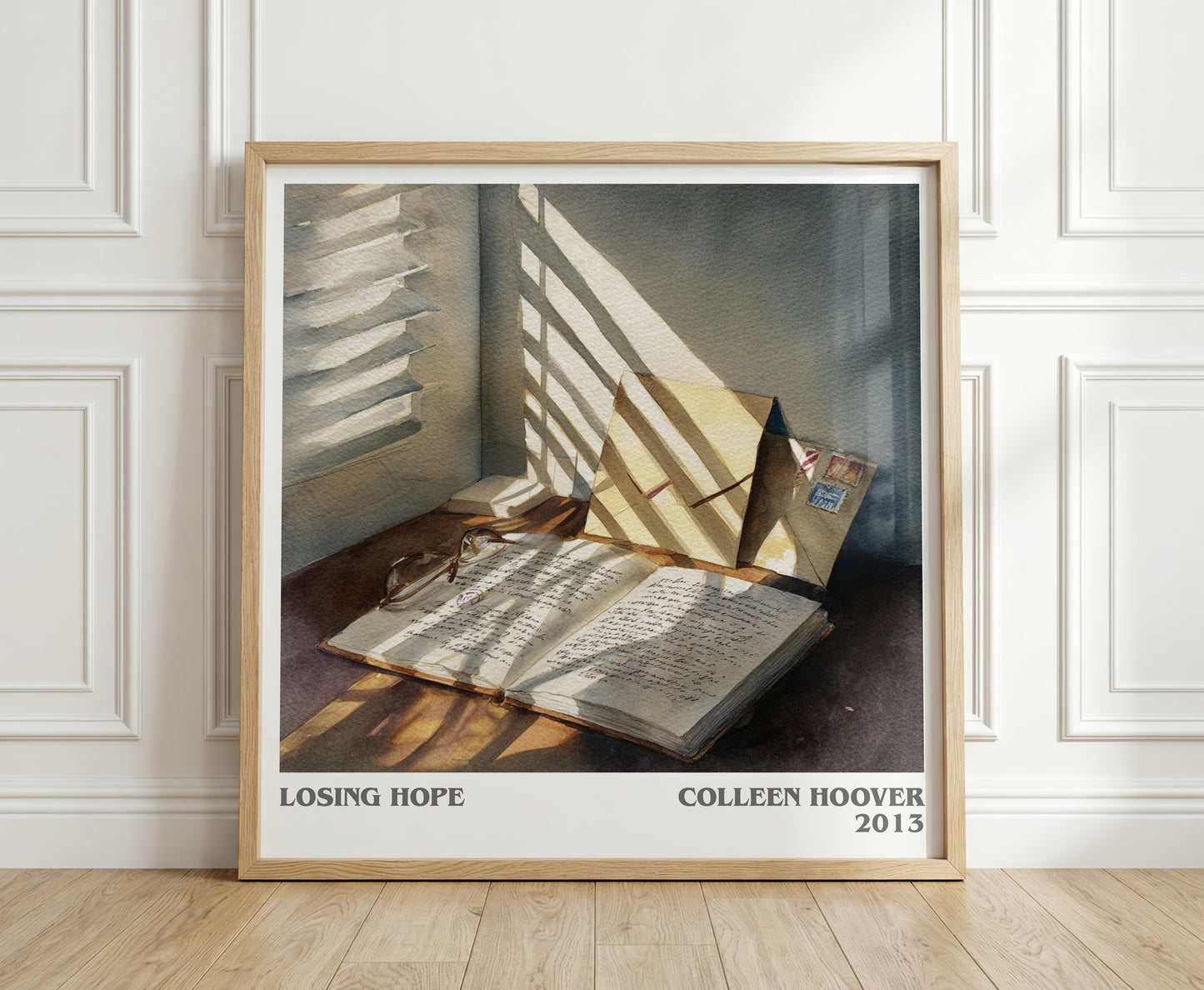 Losing Hope literary print in frame leaning in hallway – romance wall art