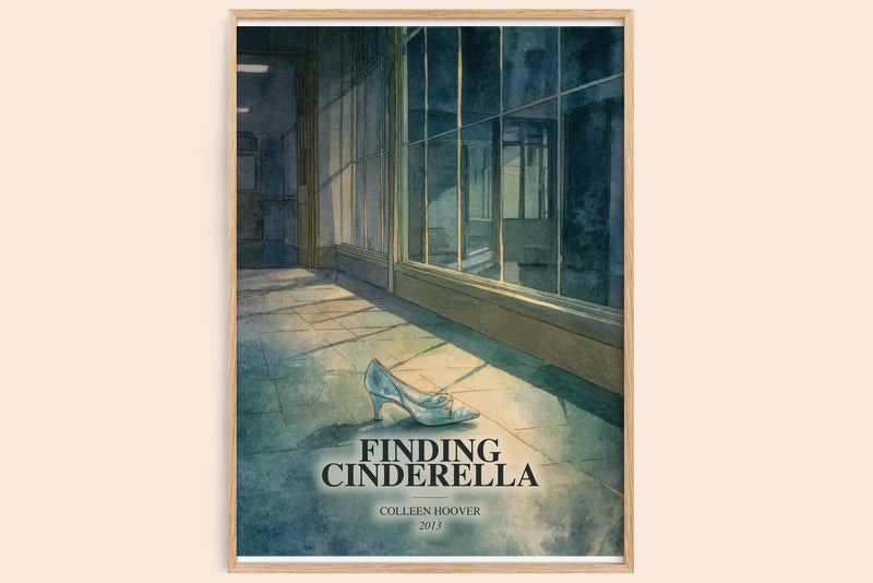 Finding Cinderella watercolour book poster by Colleen Hoover – framed literary art print