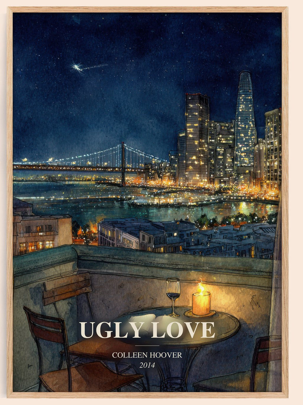 Ugly Love watercolour book poster by Colleen Hoover – framed literary art print