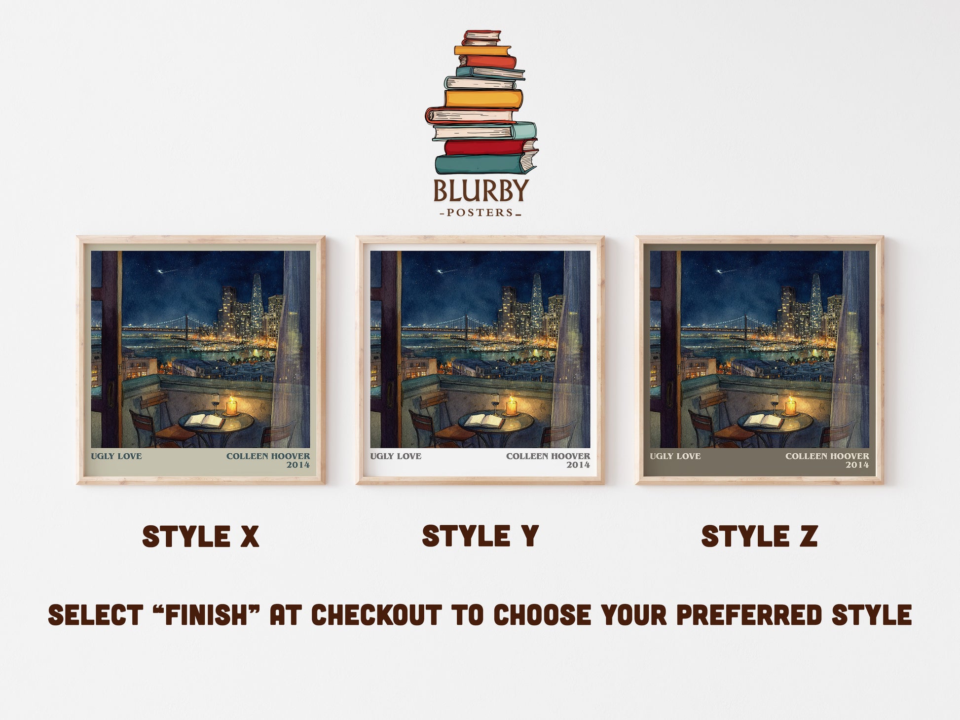 Ugly Love literary art print colour and style options – Colleen Hoover book art