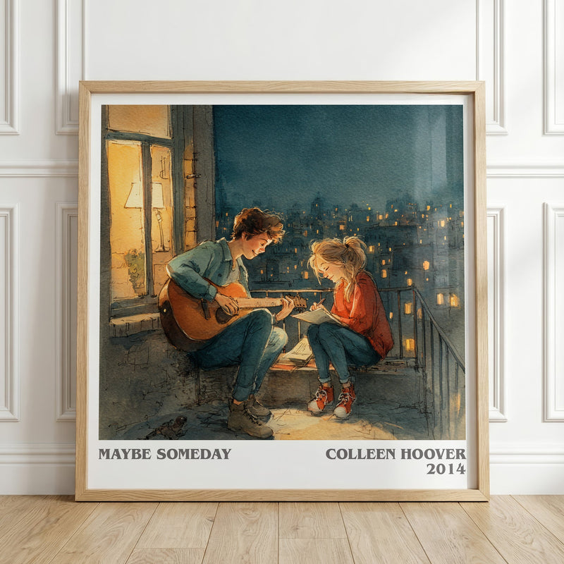 Maybe Someday literary print in frame leaning in hallway – romance wall art