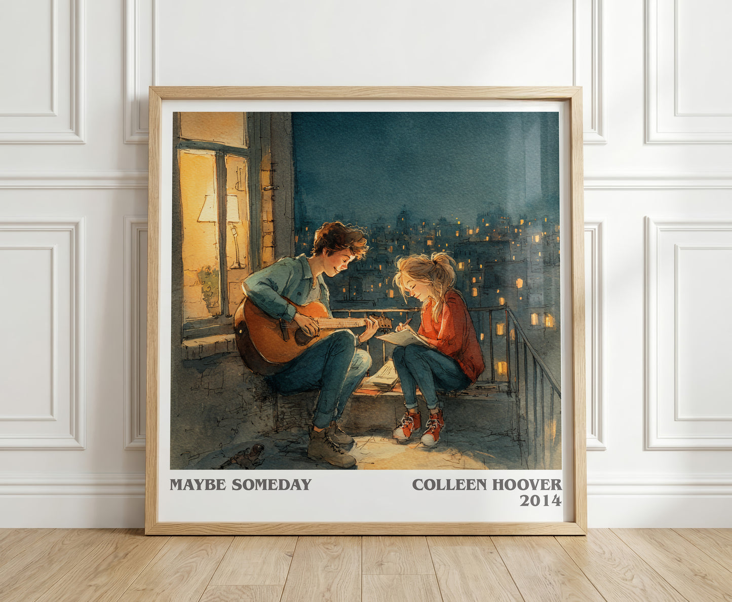 Maybe Someday literary print in frame leaning in hallway – romance wall art