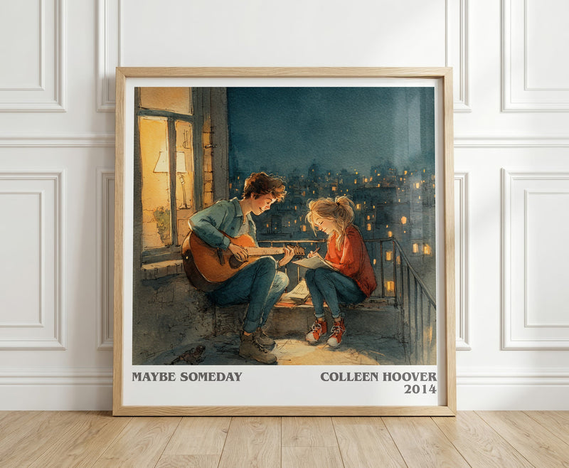 Maybe Someday literary print in frame leaning in hallway – romance wall art
