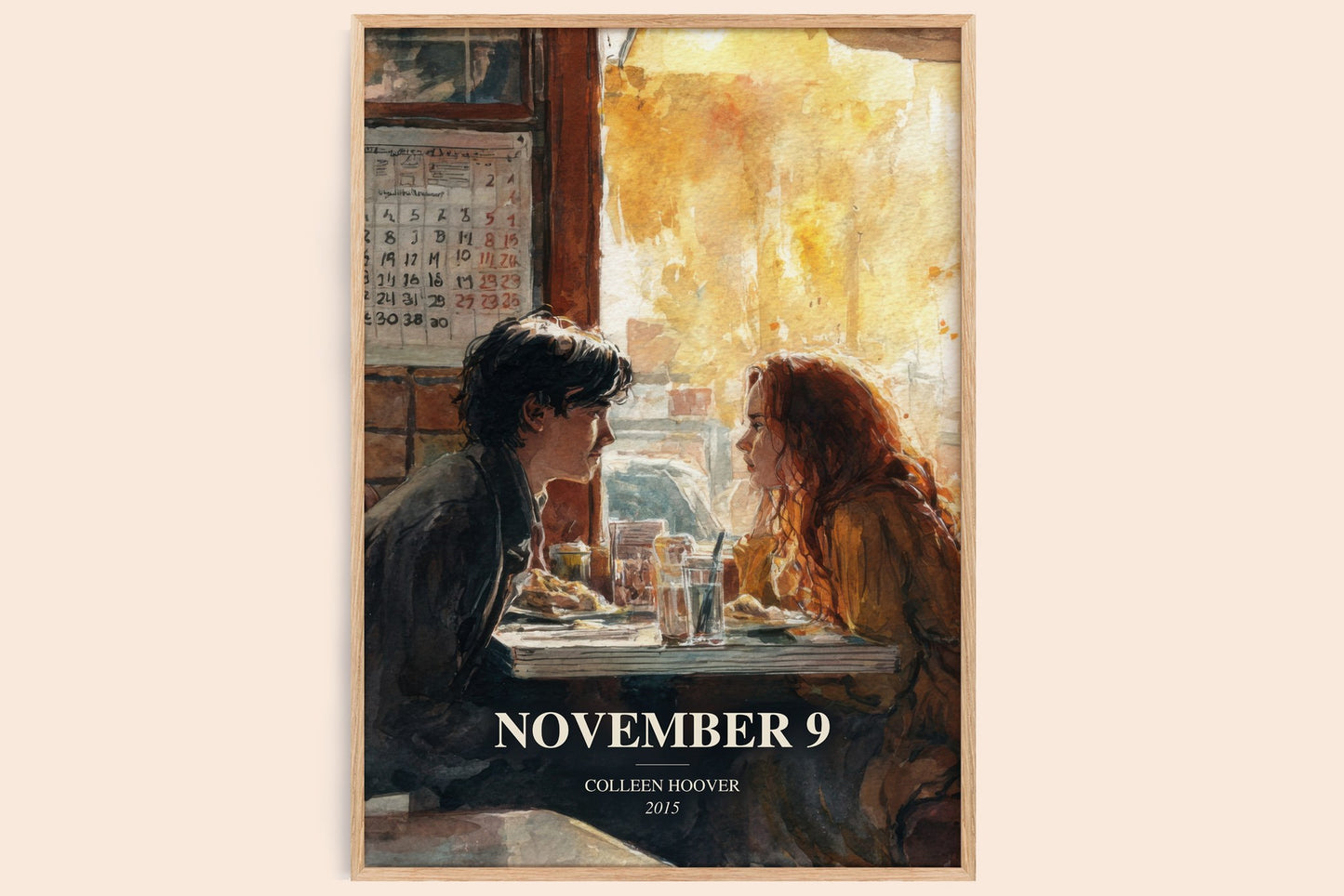 November 9 watercolour book poster by Colleen Hoover – framed literary art print
