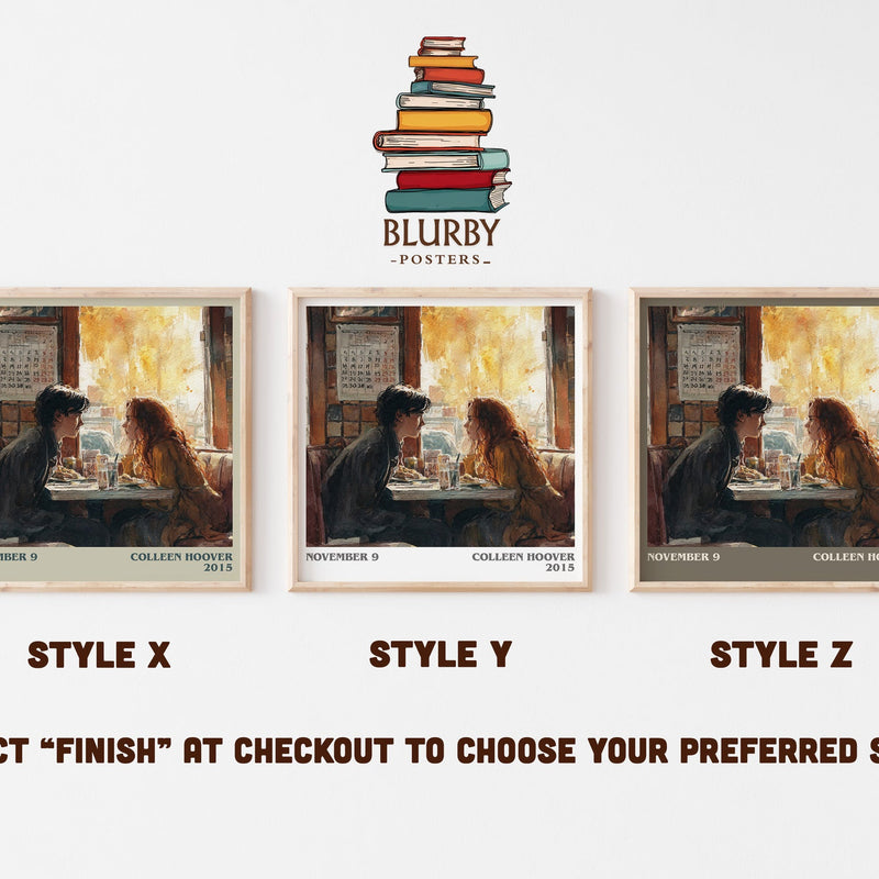 November 9 literary print in frame leaning in hallway – romance wall art