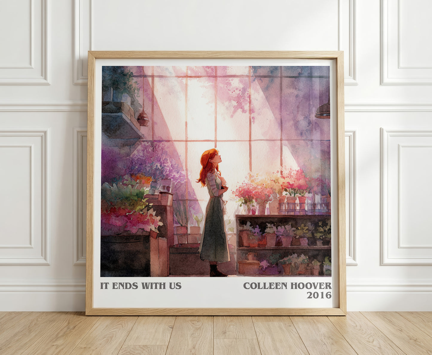 It Ends with Us literary print in frame leaning in hallway – thriller wall art