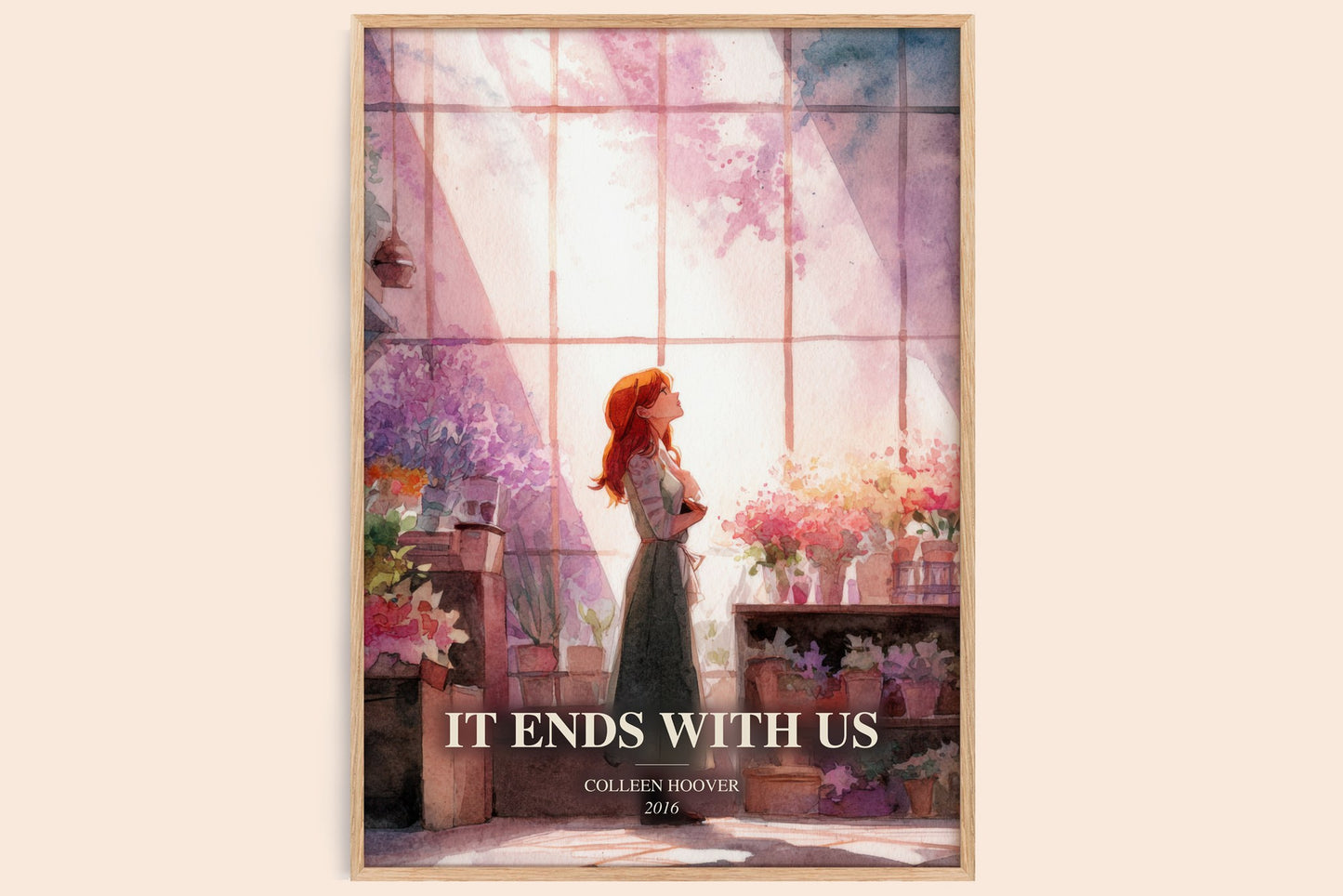 It Ends With Us watercolour book poster by Colleen Hoover – framed literary art print