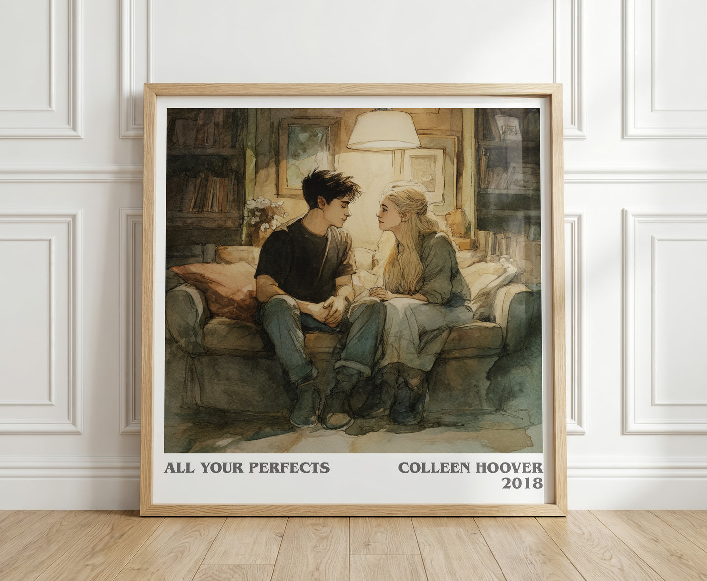 All Your Perfects literary print in frame leaning in hallway – romance wall art
