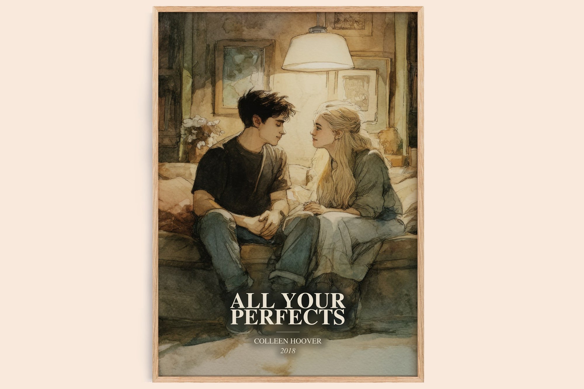 All Your Perfects watercolour book poster by Colleen Hoover – framed literary art print