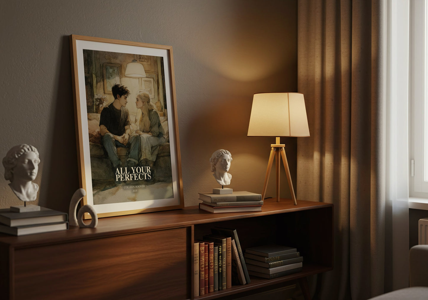 All Your Perfects watercolour print on bookshelf – Colleen Hoover fan gift