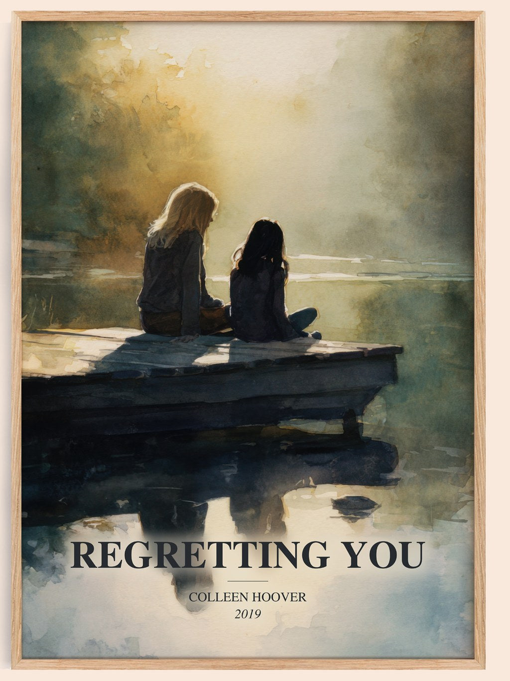 Regretting You watercolour book poster by Colleen Hoover – framed literary art print