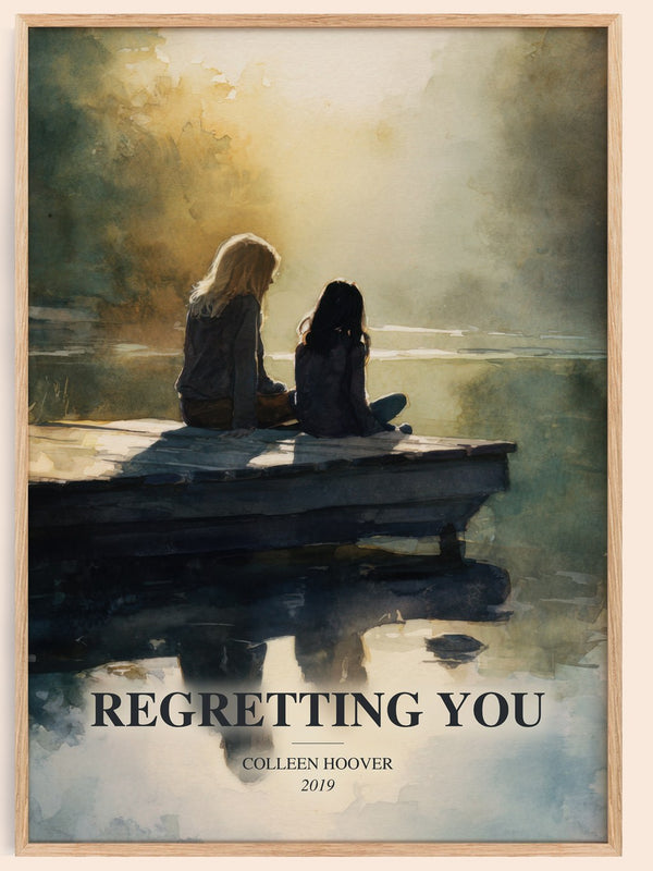 Regretting You watercolour book poster by Colleen Hoover – framed literary art print
