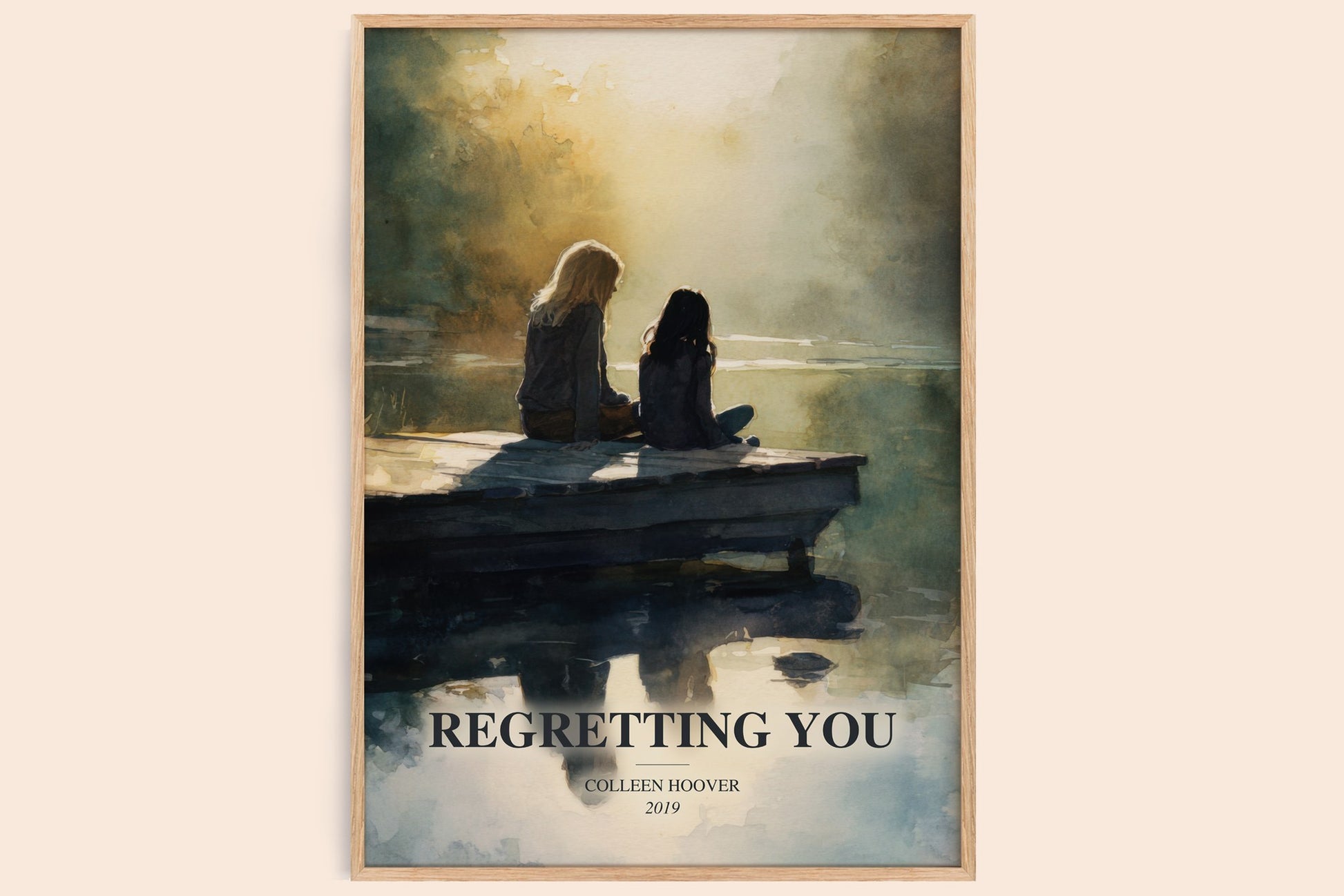 Regretting You watercolour book poster by Colleen Hoover – framed literary art print