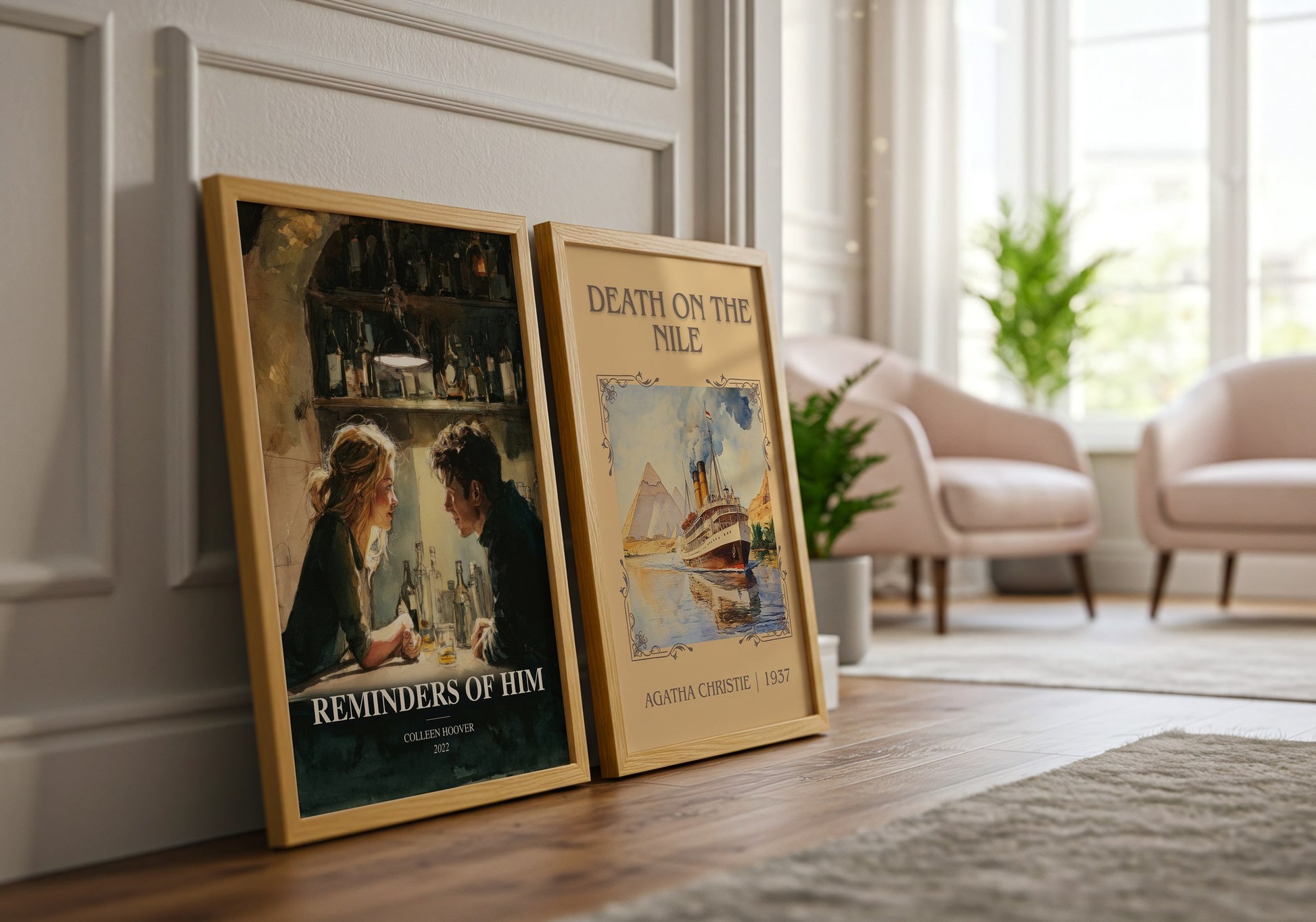 Reminders Of Him watercolour print framed by window – literary home decor
