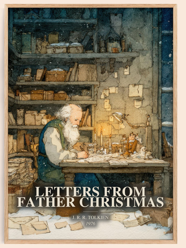Letters From Father Christmas watercolour book poster by J. R. R. Tolkien – framed literary art print
