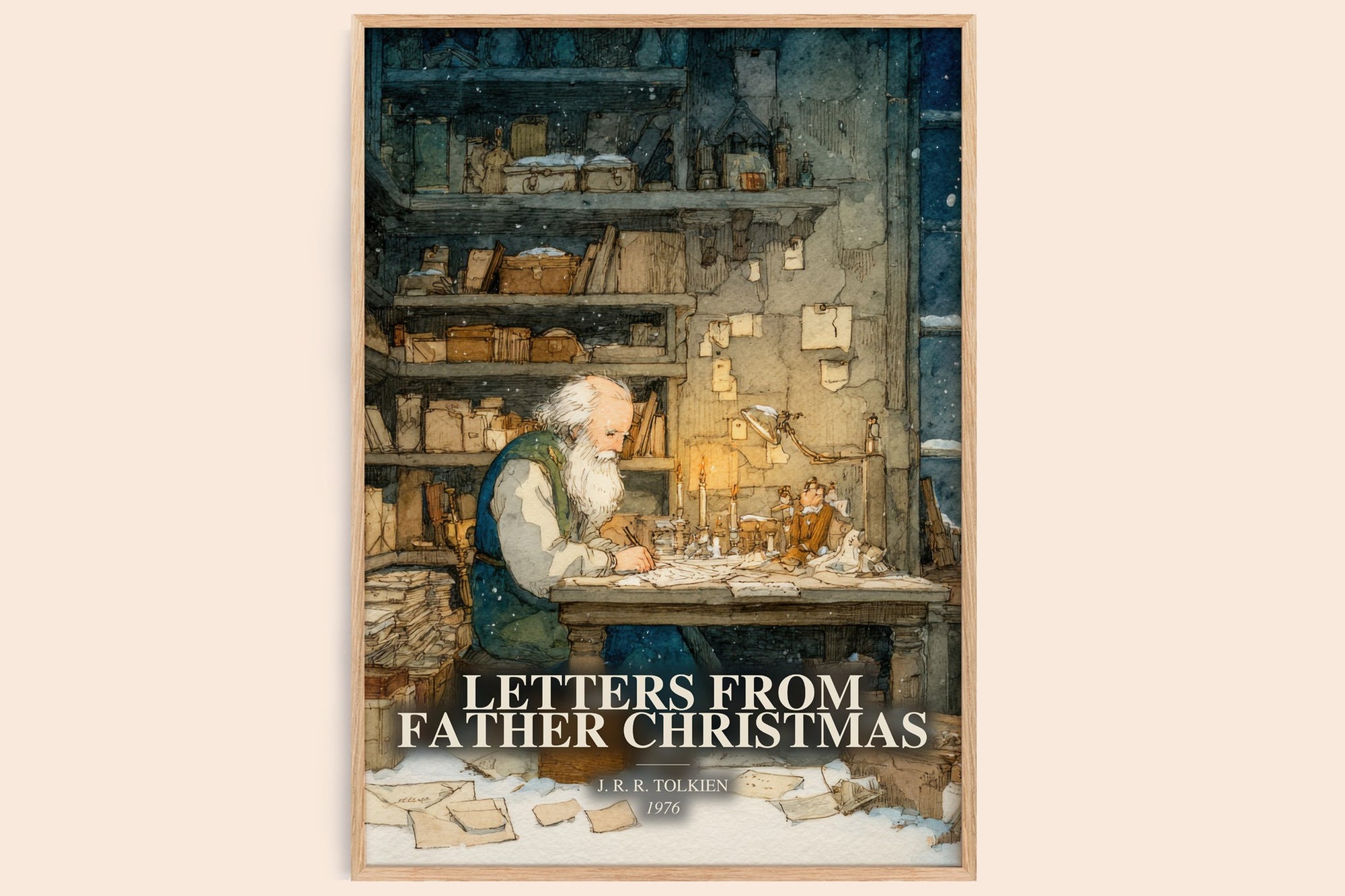Letters From Father Christmas watercolour book poster by J. R. R. Tolkien – framed literary art print