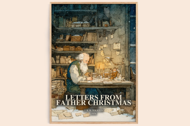 Letters From Father Christmas watercolour book poster by J. R. R. Tolkien – framed literary art print