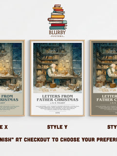 Letters from Father Christmas Bookish Wall Art by J. R. R. Tolkien – Style X, Y and Z side by side – choose your finish