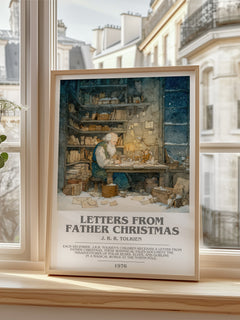 Letters from Father Christmas Bookish Wall Art by J. R. R. Tolkien – framed print by a bright window