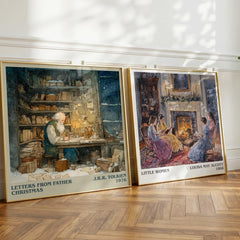 Letters from Father Christmas Literary Art Print by J. R. R. Tolkien – large square framed print leaning against a wall