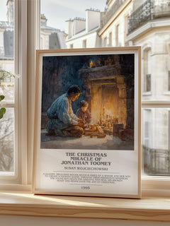 Christmas Miracle of Jonathan Toomey Bookish Wall Art – S. – framed print by a bright window