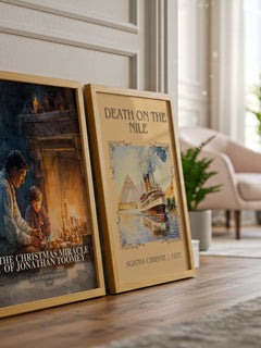 The Christmas Miracle Of Jonathan Toomey watercolour print framed by window – literary home decor