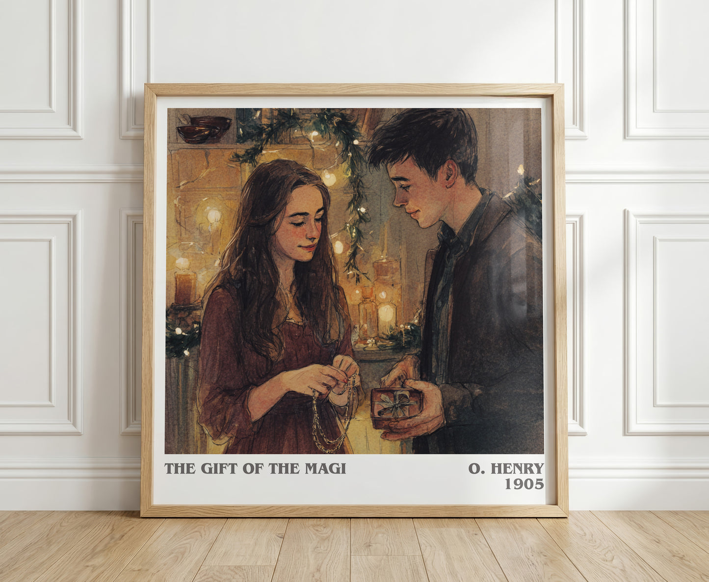 The Gift Of The Magi literary print in frame leaning in hallway – classic literature wall art
