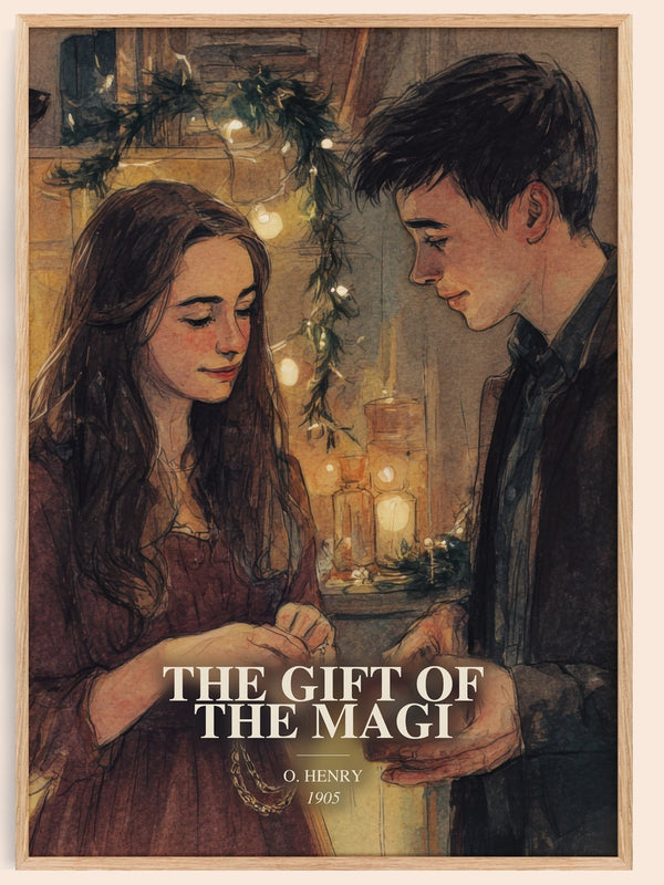 The Gift Of The Magi watercolour book poster by O. Henry – framed literary art print