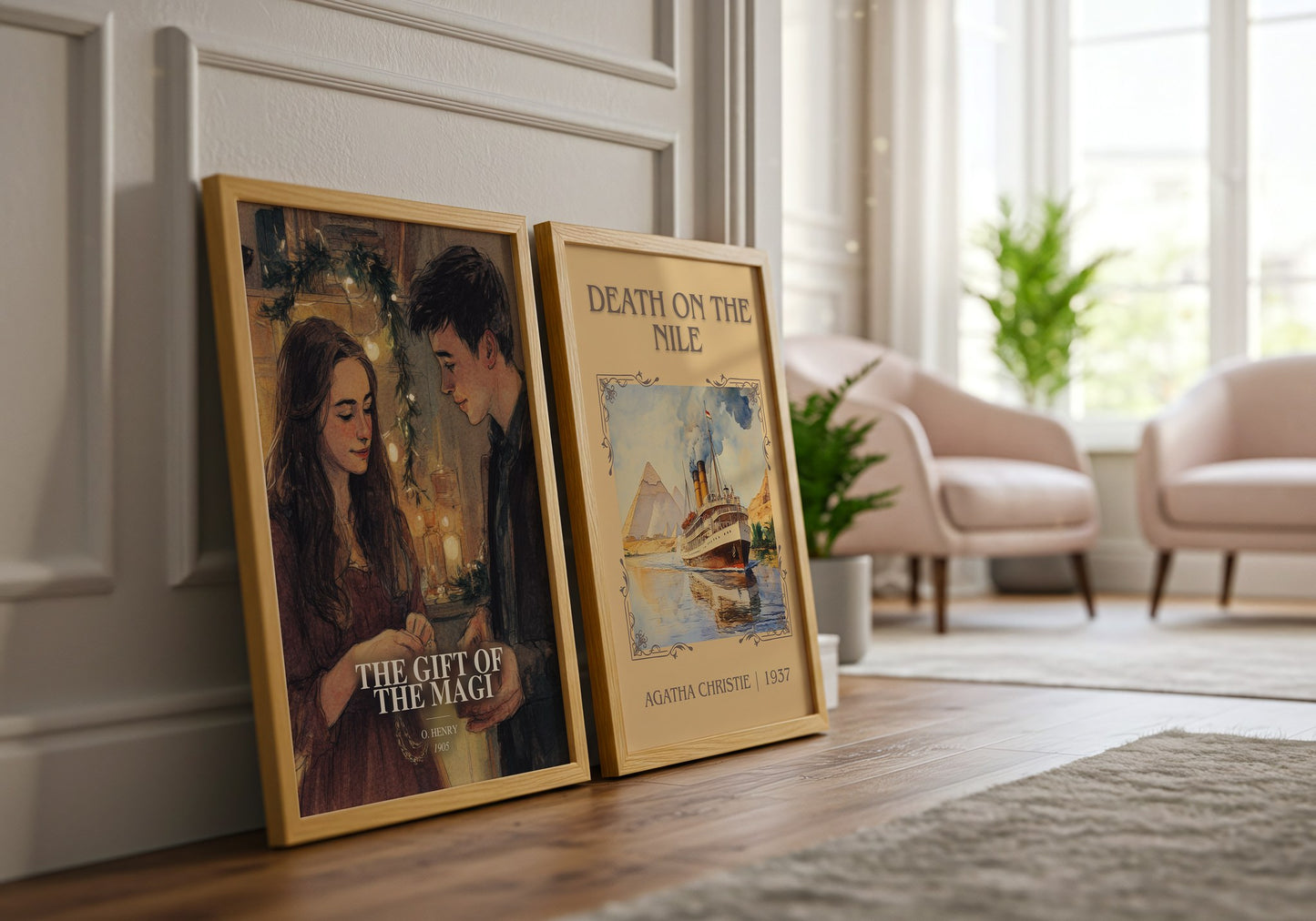 The Gift Of The Magi watercolour print framed by window – literary home decor