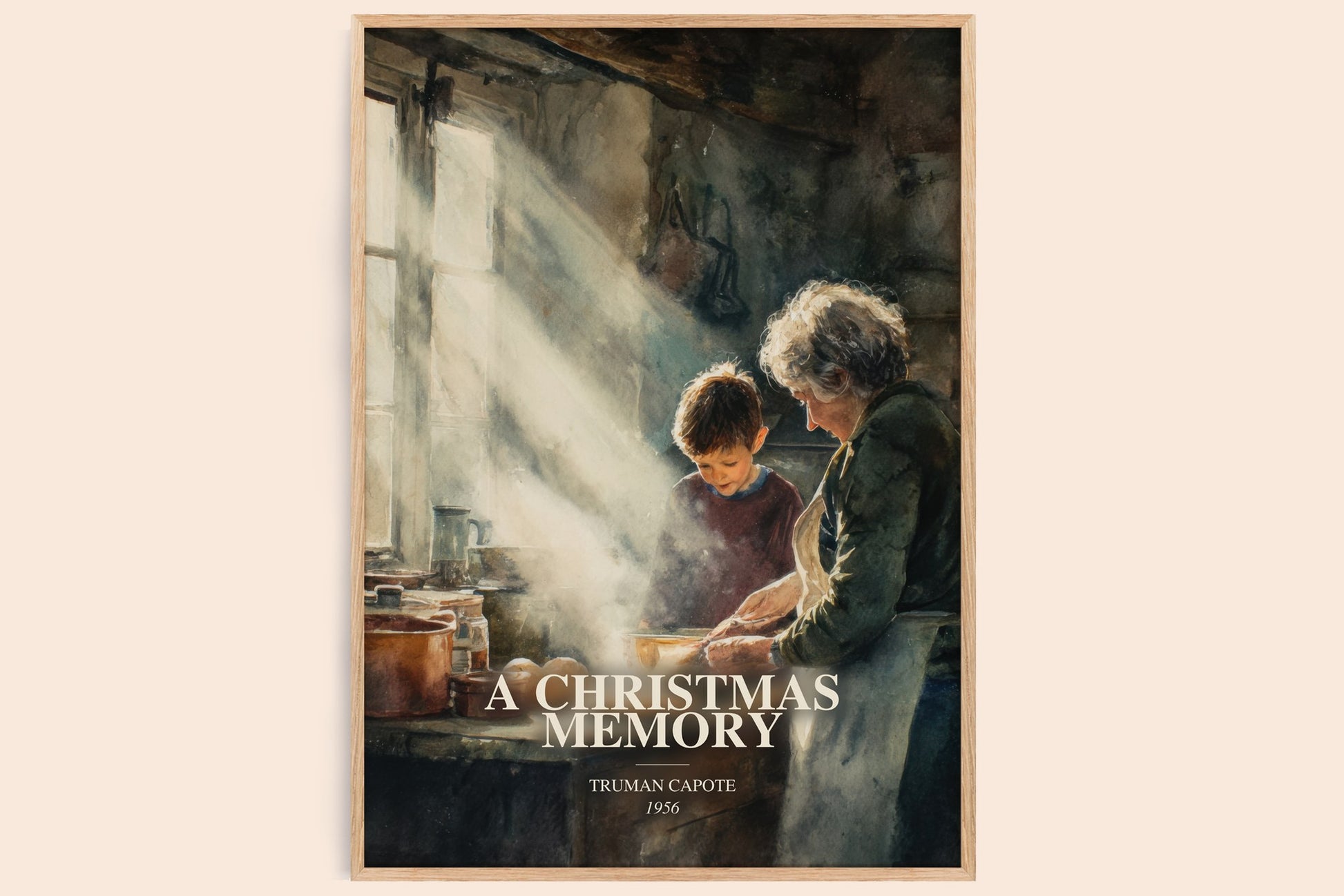 A Christmas Memory watercolour book poster by Truman Capote – framed literary art print