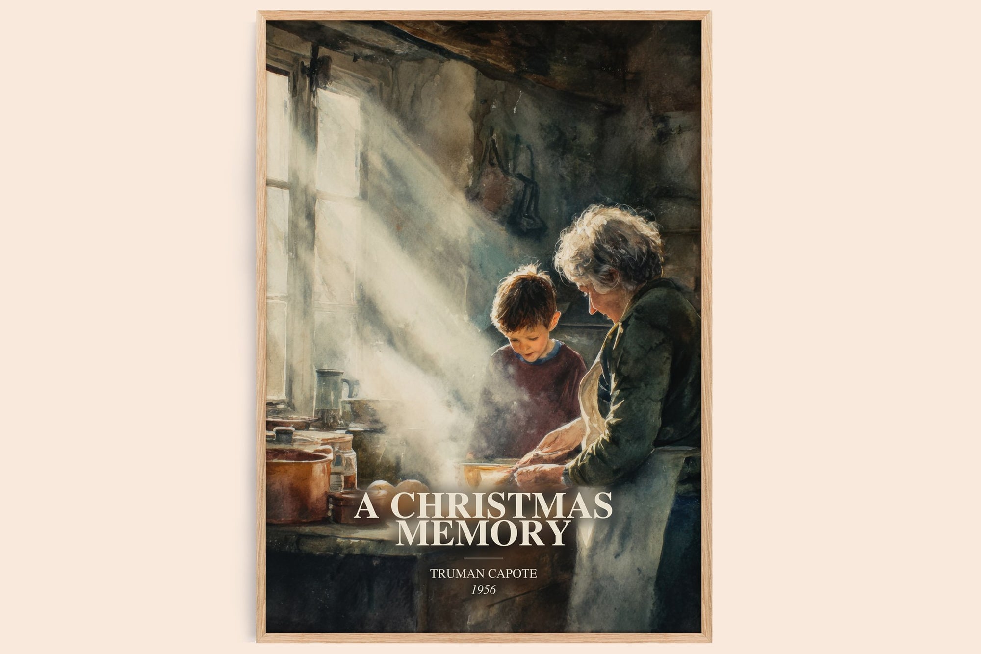 A Christmas Memory watercolour book poster by Truman Capote – framed literary art print