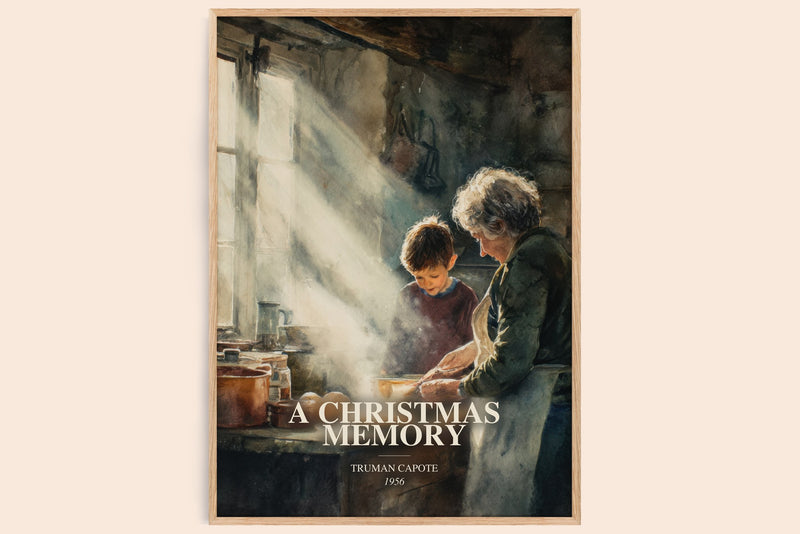 A Christmas Memory watercolour book poster by Truman Capote – framed literary art print
