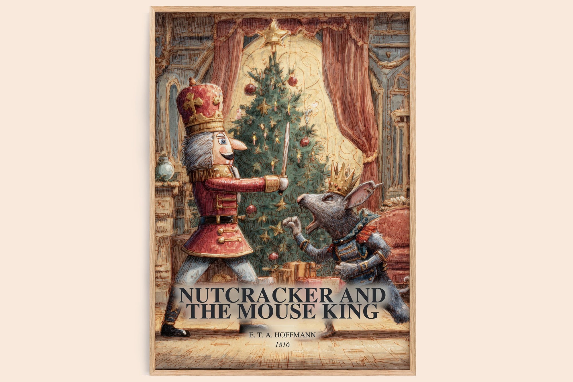 Nutcracker And The Mouse King watercolour book poster by E. T. A. Hoffmann – framed literary art print